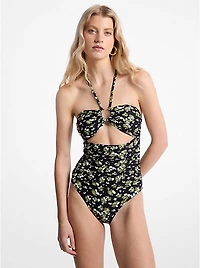 Floral Print Stretch Nylon Swimsuit
