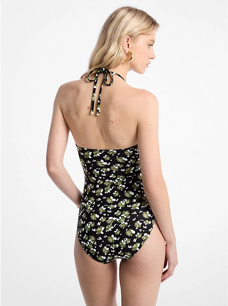 Floral Print Stretch Nylon Swimsuit