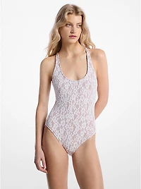 Floral Lace Stretch Nylon One-Piece Swimsuit