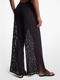 Floral Lace Stretch Nylon Drawstring Pants