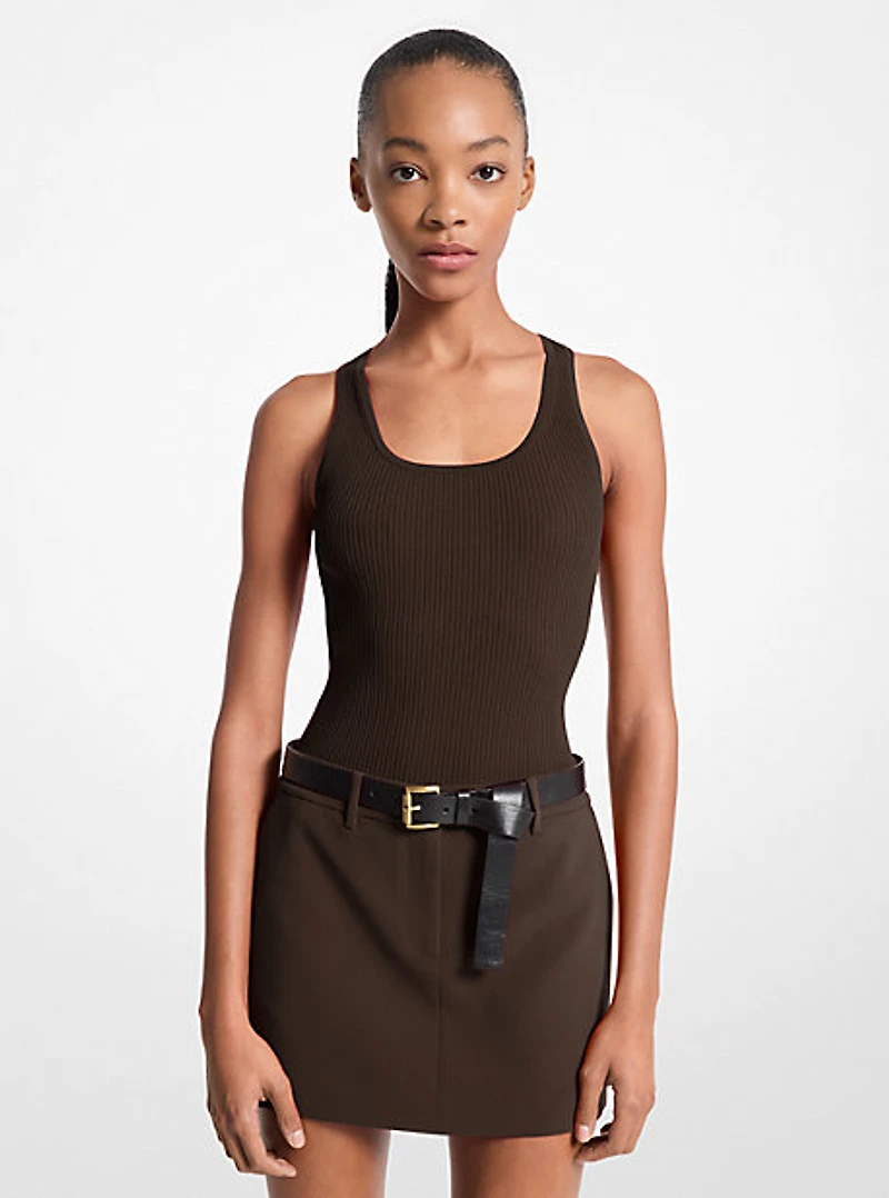 Ribbed Scoop-Neck Tank Top