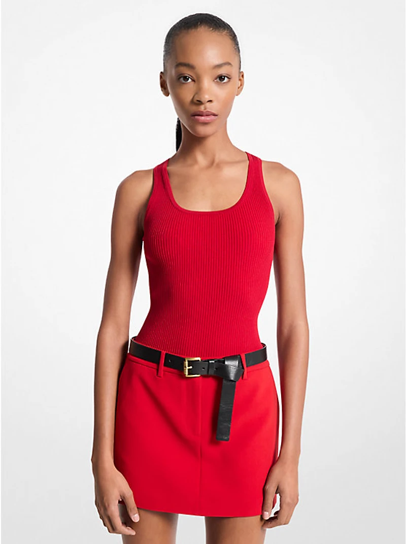 Ribbed Scoop-Neck Tank Top