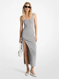 Stretch Wool Blend Ruched Tank Dress