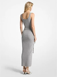 Stretch Wool Blend Ruched Tank Dress