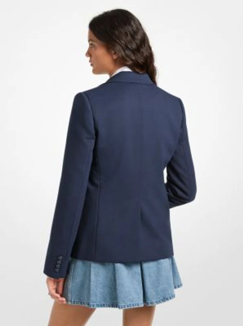 Stretch Wool Blend Twill Blazer