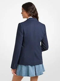 Stretch Wool Blend Twill Blazer
