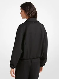 Stretch Wool Blend Twill Bomber Jacket