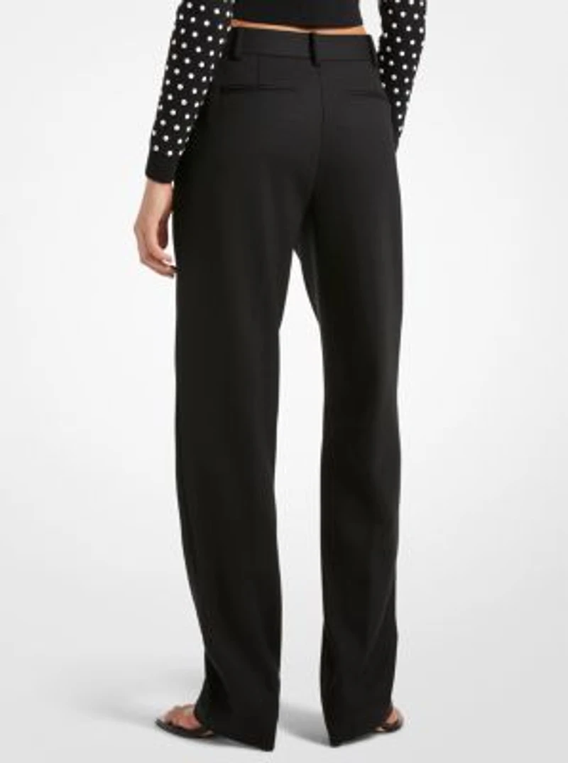 Pleated Stretch Wool Blend Twill Pants