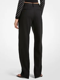 Pleated Stretch Wool Blend Twill Pants