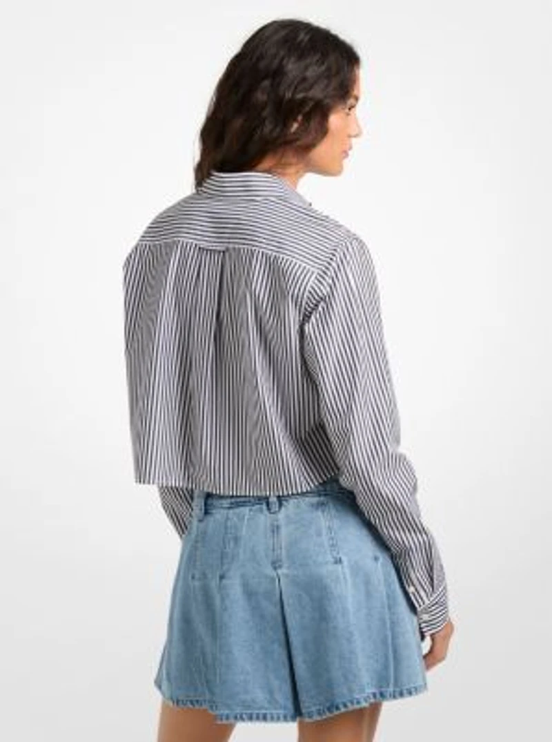 Striped Cotton Poplin Cropped Oxford Shirt