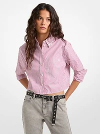 Striped Cotton Poplin Cropped Oxford Shirt