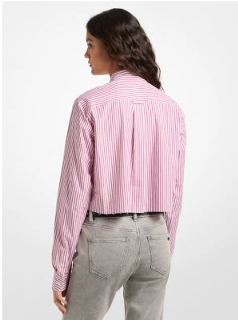 Striped Cotton Poplin Cropped Oxford Shirt