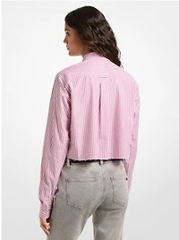 Striped Cotton Poplin Cropped Oxford Shirt