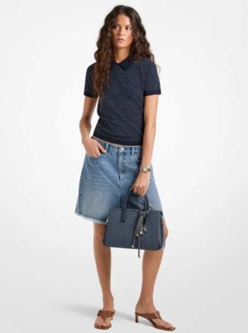 Studded Knit Polo Shirt