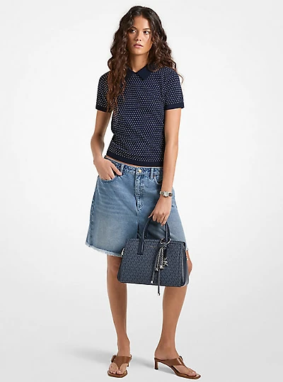 Studded Knit Polo Shirt