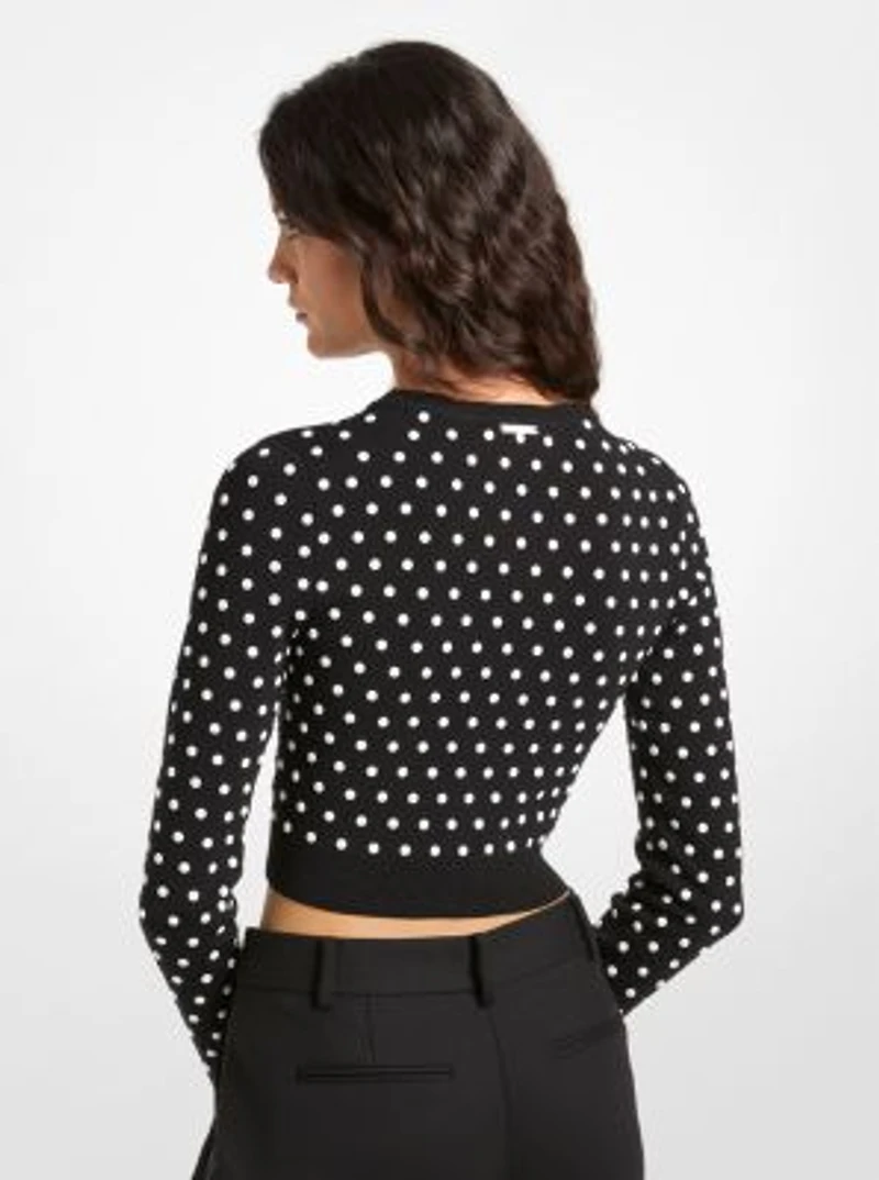 Studded Cropped Zip-Up Cardigan