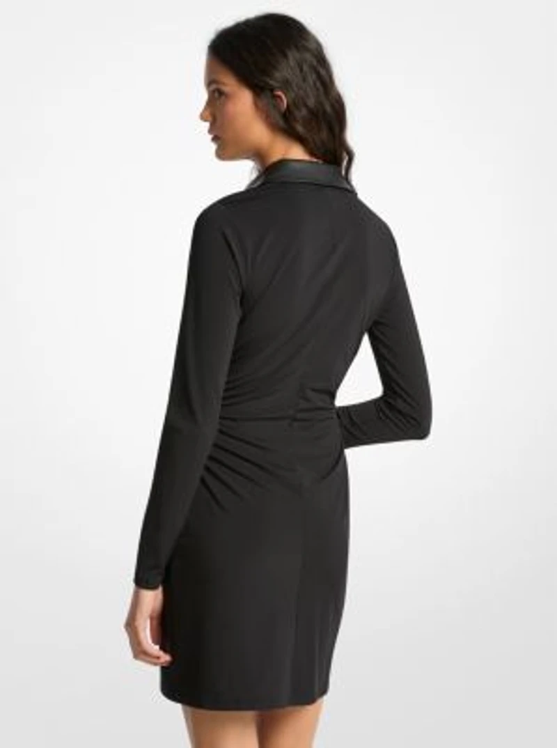 Ruched Stretch Matte Jersey Snap Mini Dress