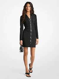 Ruched Stretch Matte Jersey Snap Mini Dress