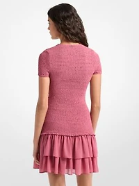 Smocked Georgette Ruffle Mini Dress
