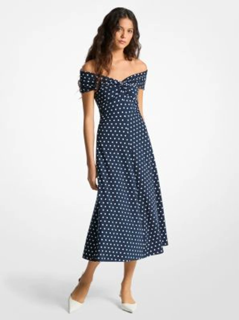 Polka Dot Stretch Matte-Jersey Dress