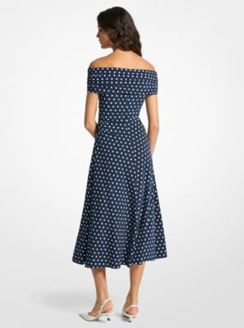 Polka Dot Stretch Matte-Jersey Dress