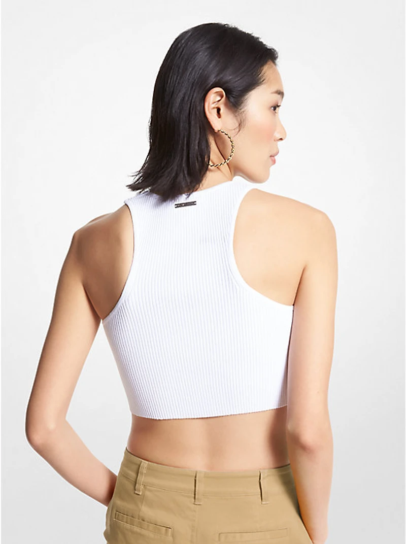 Ribbed Recycled Viscose Blend Cropped Tank Top