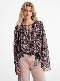 Floral Georgette Flared Sleeve Blouse