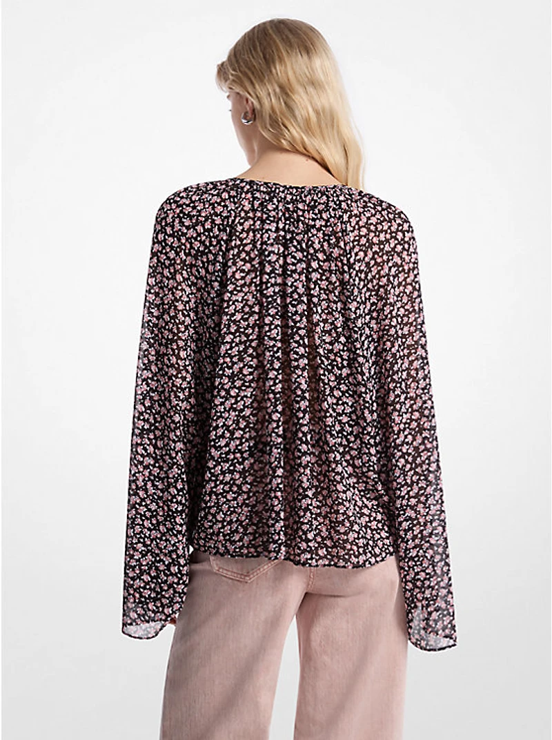 Floral Georgette Flared Sleeve Blouse