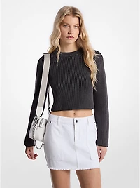 Garment-Dyed Ribbed Cotton Cropped Sweater