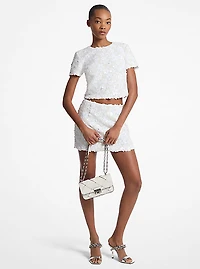 Floral Embellished Scuba Skirt