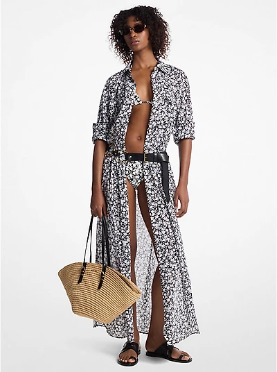 Floral Print Cotton Lawn Shirtdress