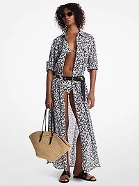 Floral Print Cotton Lawn Shirtdress