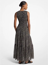 Floral Print Smocked Georgette Maxi Dress