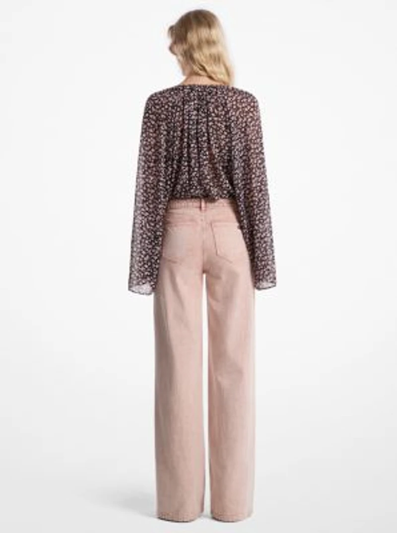 Garment-Dyed Wide Leg Jean