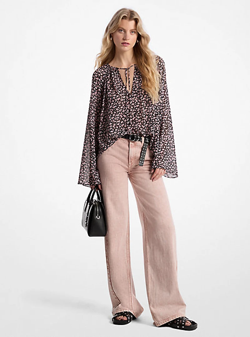 Garment-Dyed Wide Leg Jean