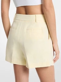 Pleated Linen and Cotton Shorts