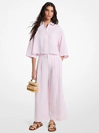 Pleated Linen Wide Leg Pants