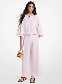 Pleated Linen Wide Leg Pants