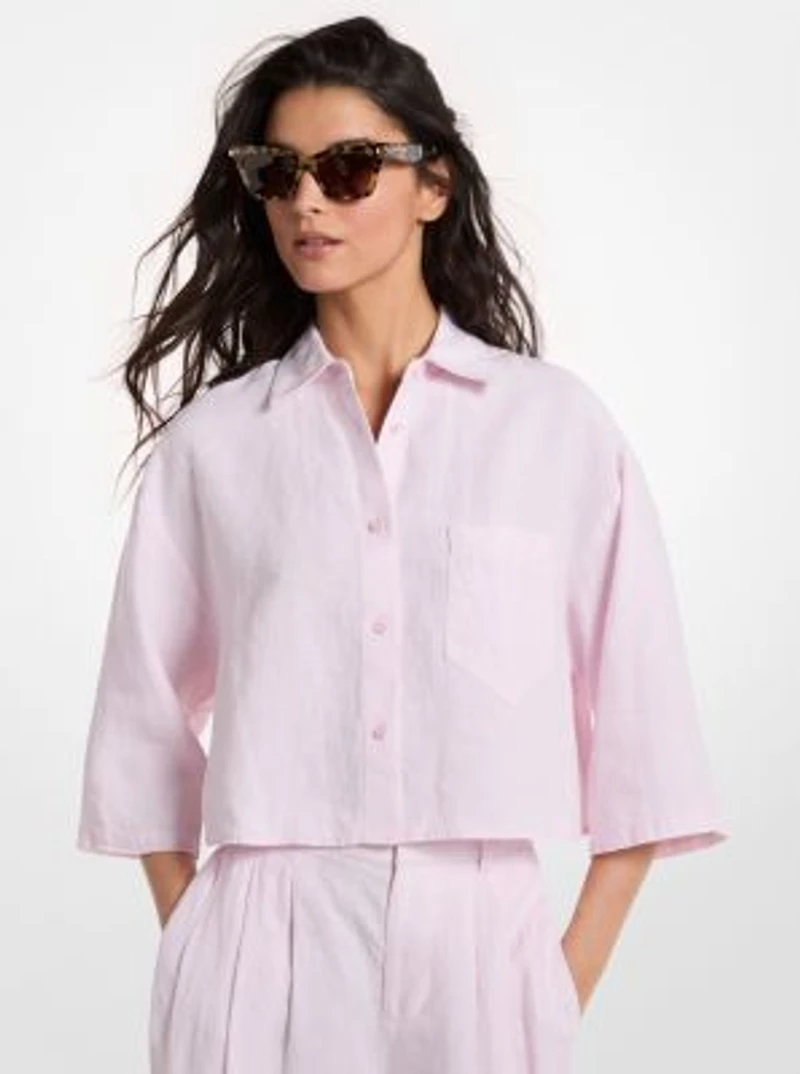 Linen Cropped Shirt