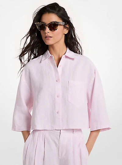 Linen Cropped Shirt