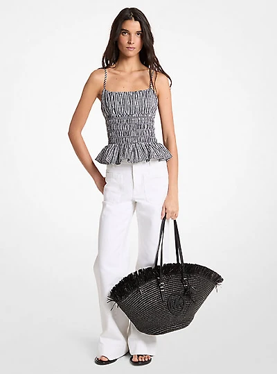 Gingham Cotton Smocked Top