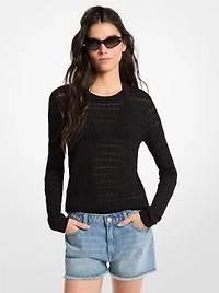 Pointelle Stretch Knit Sweater
