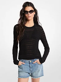 Pointelle Stretch Knit Sweater