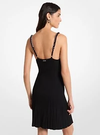 Chain Embellished Stretch Knit Tank Dress