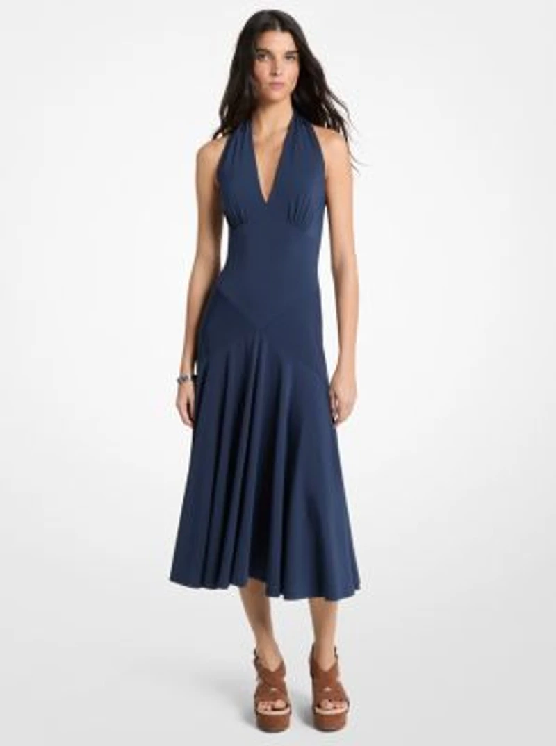 Stretch Matte Jersey Halter Midi Dress