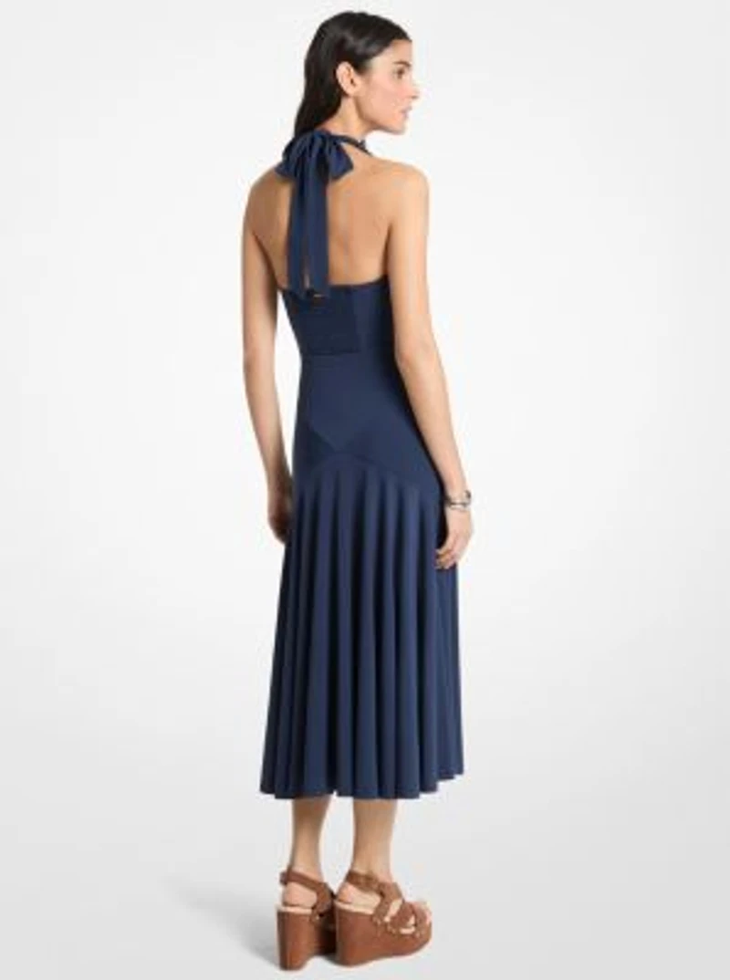 Stretch Matte Jersey Halter Midi Dress