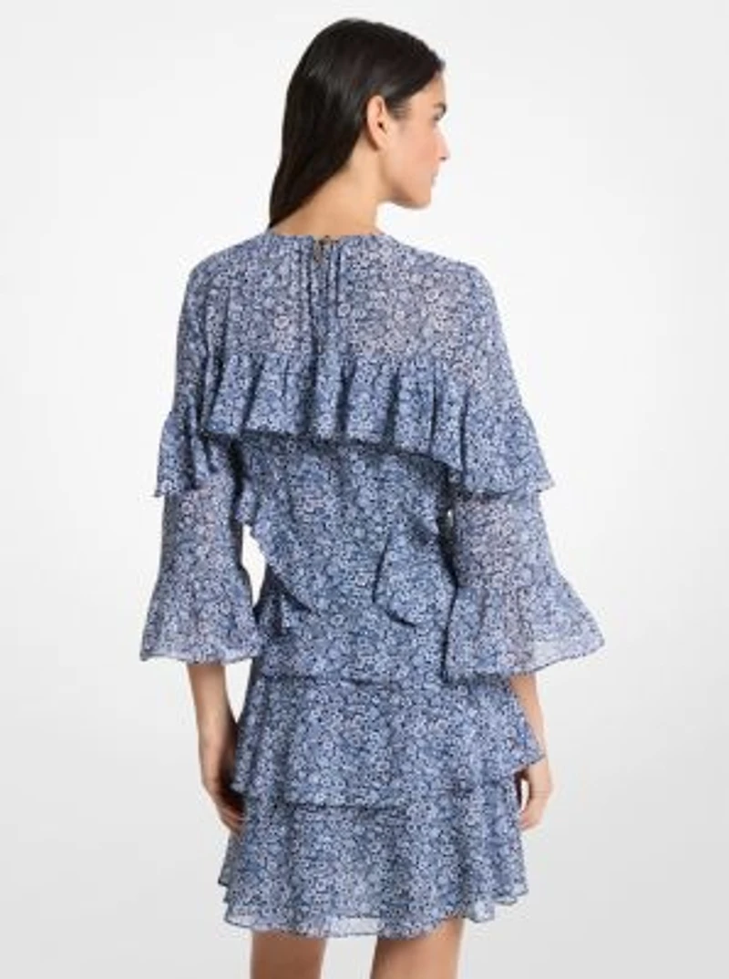 Floral Print Georgette Ruffle Mini Dress