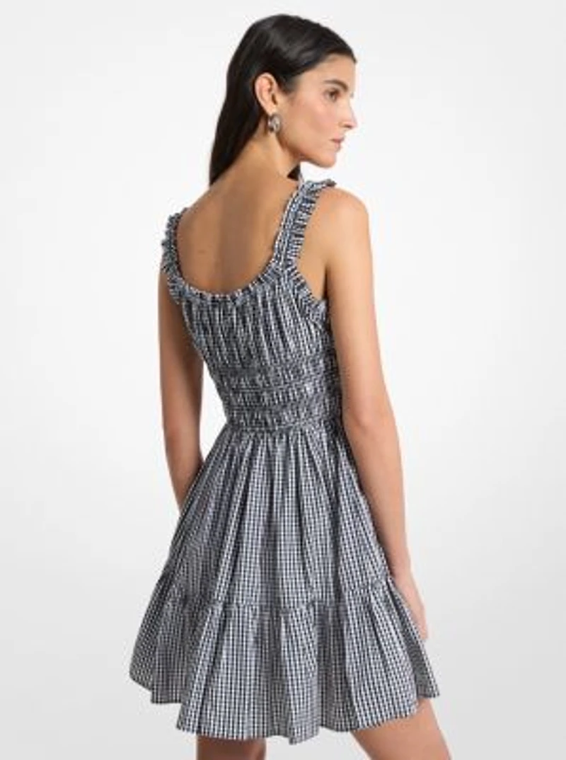 Gingham Smocked Cotton Mini Dress