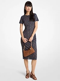 Laser Cut Mirror Scuba Midi Dress