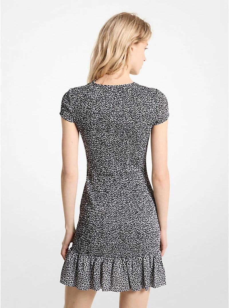 Leopard Print Smocked Mini Dress